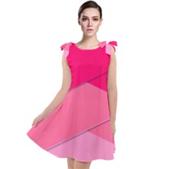 Geometric Shapes Magenta Pink Rose Tie Up Tunic Dress by Sudhe