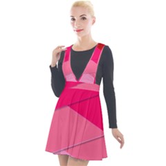 Geometric Shapes Magenta Pink Rose Plunge Pinafore Velour Dress