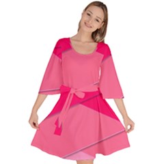 Geometric Shapes Magenta Pink Rose Velour Kimono Dress