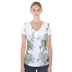 Trees Tile Horizonal Short Sleeve Front Detail Top by Sudhe