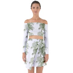 Trees Tile Horizonal Off Shoulder Top With Skirt Set by Sudhe