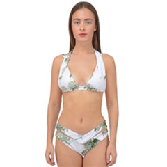 Trees Tile Horizonal Double Strap Halter Bikini Set by Sudhe