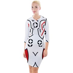 Traditional Art Torajan Pattern Quarter Sleeve Hood Bodycon Dress