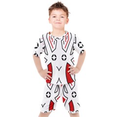 Traditional Art Torajan Pattern Kids  Tee and Shorts Set