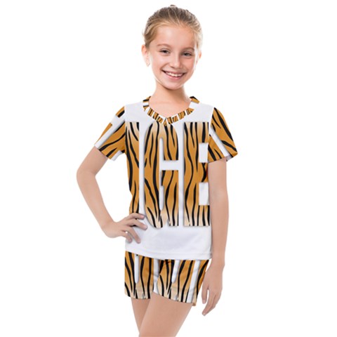 Tiger Bstract Animal Art Pattern Skin Kids  Mesh Tee And Shorts Set by Sudhe