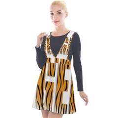 Tiger Bstract Animal Art Pattern Skin Plunge Pinafore Velour Dress