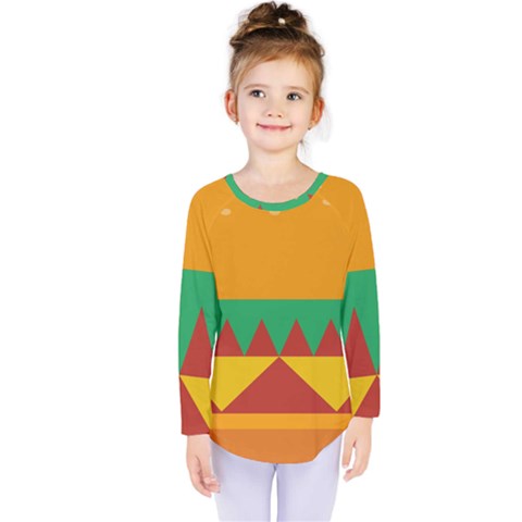 Burger Bread Food Cheese Vegetable Kids  Long Sleeve Tee by Sudhe