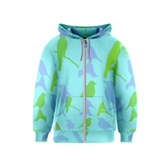 Bird Watching - Light Blue Green- Kids  Zipper Hoodie