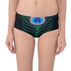 Peacock Feather Mid-waist Bikini Bottoms