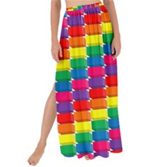 Rainbow 3d Cubes Red Orange Maxi Chiffon Tie-up Sarong