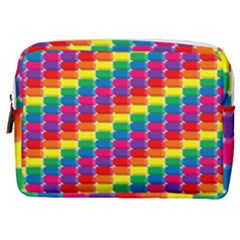 Rainbow 3d Cubes Red Orange Make Up Pouch (medium) by Sudhe