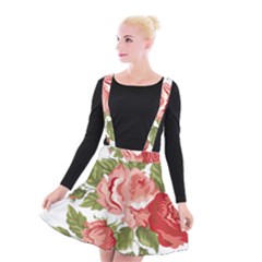 Flower Rose Pink Red Romantic Suspender Skater Skirt by Sudhe