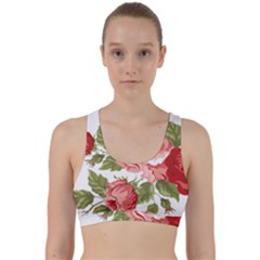 Flower Rose Pink Red Romantic Back Weave Sports Bra by Sudhe