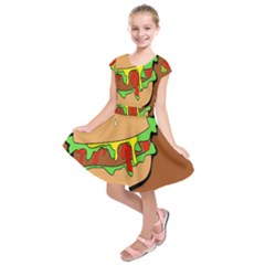 Burger Double Kids  Short Sleeve Dress by Sudhe