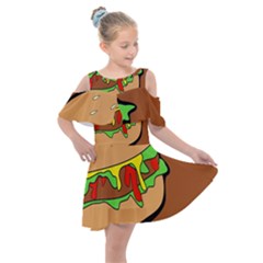 Burger Double Kids  Shoulder Cutout Chiffon Dress by Sudhe