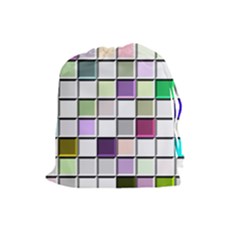 Color Tiles Abstract Mosaic Background Drawstring Pouch (large) by Sudhe