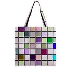 Color Tiles Abstract Mosaic Background Zipper Grocery Tote Bag by Sudhe