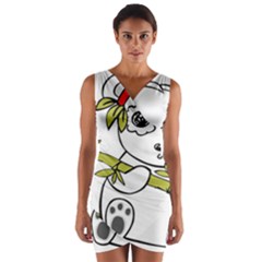 Panda China Chinese Furry Wrap Front Bodycon Dress by Sudhe