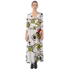 Panda China Chinese Furry Button Up Boho Maxi Dress by Sudhe