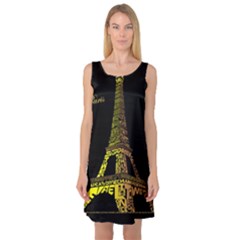 The Eiffel Tower Paris Sleeveless Satin Nightdress by Sudhe