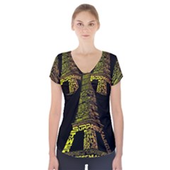The Eiffel Tower Paris Short Sleeve Front Detail Top by Sudhe