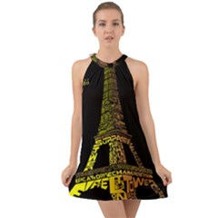 The Eiffel Tower Paris Halter Tie Back Chiffon Dress