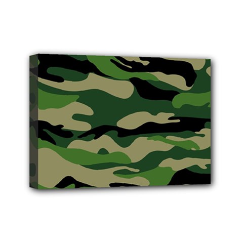 Green Military Vector Pattern Texture Mini Canvas 7  X 5  (stretched) by Sudhe