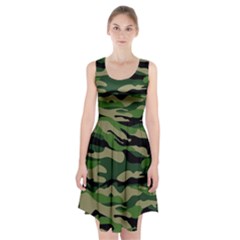 Green Military Vector Pattern Texture Racerback Midi Dress by Sudhe