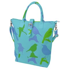 Bird Watching - Light Blue Green- Buckle Top Tote Bag by WensdaiAmbrose