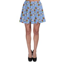 Lamb Pattern Blue Skater Skirt