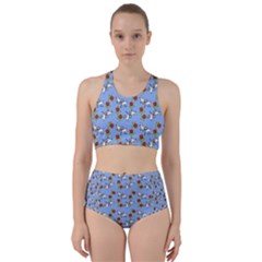 Lamb Pattern Blue Racer Back Bikini Set