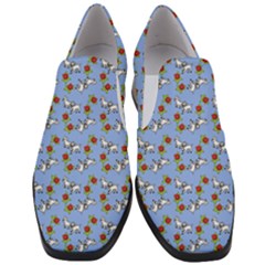 Lamb Pattern Blue Slip On Heel Loafers