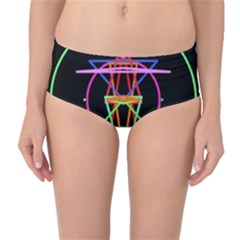 Drawing Of A Color Mandala On Black Mid-waist Bikini Bottoms by Sudhe