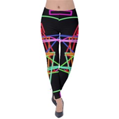 Drawing Of A Color Mandala On Black Velvet Leggings by Sudhe