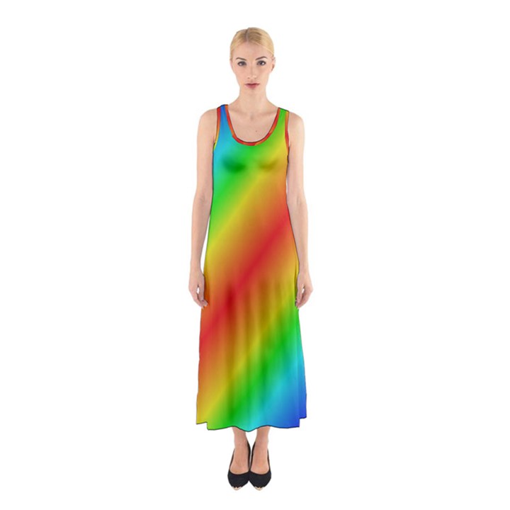 Background Diagonal Refraction Sleeveless Maxi Dress