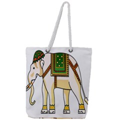 Elephant Indian Animal Design Full Print Rope Handle Tote (large) by Sudhe