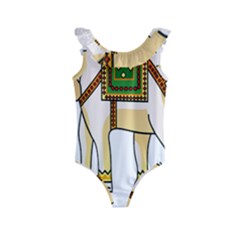 Elephant Indian Animal Design Kids  Frill Swimsuit