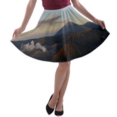 Sunrise Mount Bromo Tengger Semeru National Park  Indonesia A-line Skater Skirt by Sudhe