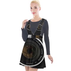 Vintage Camera Plunge Pinafore Velour Dress