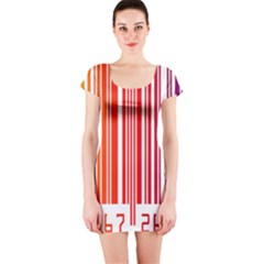 Colorful Gradient Barcode Short Sleeve Bodycon Dress by Sudhe