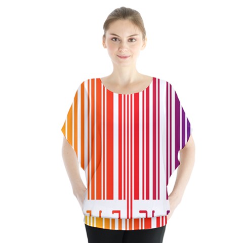 Colorful Gradient Barcode Batwing Chiffon Blouse by Sudhe