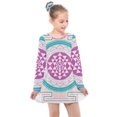 Mandala Design Arts Indian Kids  Long Sleeve Dress by Sudhe