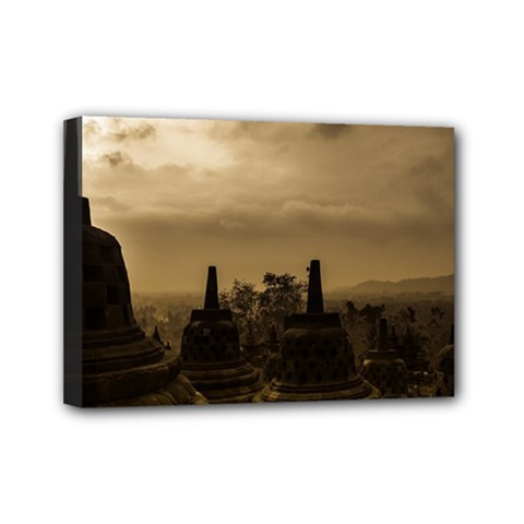 Borobudur Temple  Indonesia Mini Canvas 7  X 5  (stretched) by Sudhe