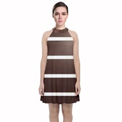 Minimalis Brown Door Velvet Halter Neckline Dress  by Sudhe