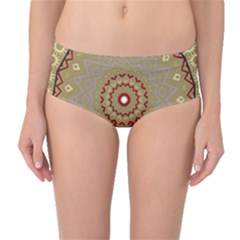 Mandala Art Ornament Pattern Mid-waist Bikini Bottoms by Sudhe