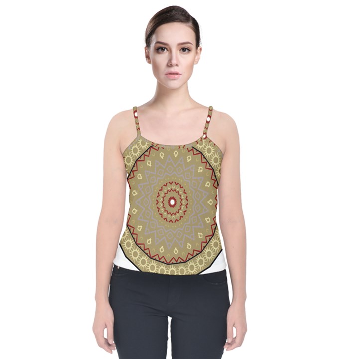 Mandala Art Ornament Pattern Velvet Spaghetti Strap Top