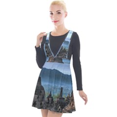 Borobudur Temple  Morning Serenade Plunge Pinafore Velour Dress