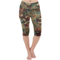 Colorful The Beautiful Of Art Indonesian Batik Pattern Lightweight Velour Cropped Yoga Leggings by Sudhe