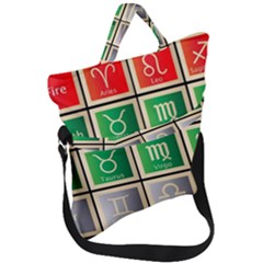 Set Of The Twelve Signs Of The Zodiac Astrology Birth Symbols Fold Over Handle Tote Bag by Sudhe