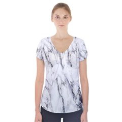 Marble Granite Pattern And Texture Short Sleeve Front Detail Top by Sudhe